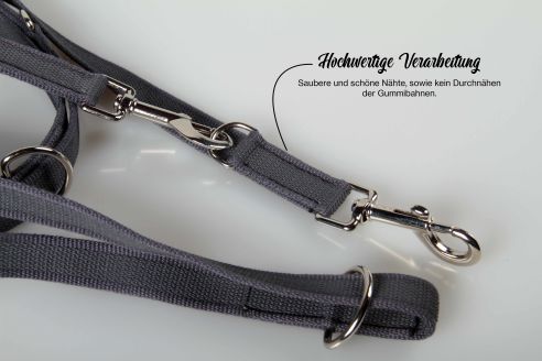 Super-Grip Cotton Soft | 4-fach verstellbare, gummierte Hundeleine aus PES | 20 mm Breite | ab 220 cm Länge