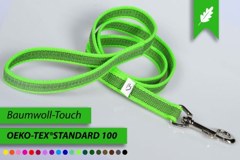 Super-Grip Cotton Soft | gummierte Hundeleine aus PES | Schleppleine | 20 mm x 4 m - 15 m lang | mit Handschlaufe | verschieden Karabiner