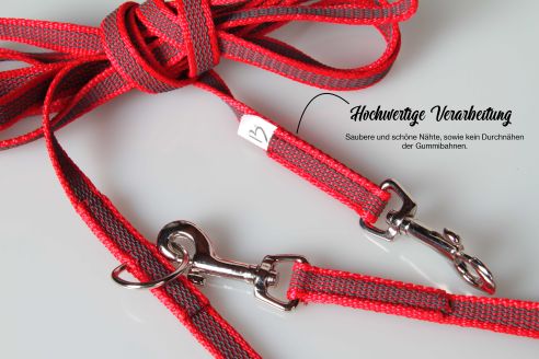 Super-Grip Strong Resistance | 2-fach verstellbare, gummierte Hundeleine aus PP | 12 mm Breite | Für Geschirr und Halsband | ab 1,70 m bis hin zu 6,20 m