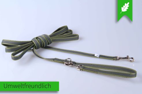 Super-Grip | gummierte Hundeleine aus PP | 2- fach Längenverstellbar von 2,20 m -4,20 m | 15 mm Breite | Karabiner mit ca.7 mm Durchlass | Robuste Schlecht-Wetter-Leine