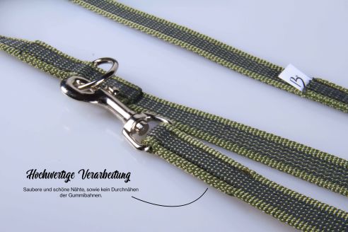 Super-Grip | gummierte Hundeleine aus PP | 2- fach Längenverstellbar von 2,20 m -4,20 m | 15 mm Breite | Karabiner mit ca.7 mm Durchlass | Robuste Schlecht-Wetter-Leine