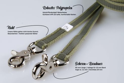 Zügelleine PP Soft | 15 mm Breite | Pferdezügel für Voll-und Warmblüter mit eingewebtem Gummi | Wetterfest | 2,80 m Länge | Farbwahl