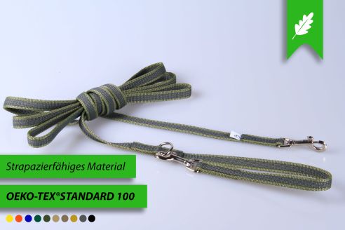 Super-Grip Strong Resistance | 2-fach verstellbare, gummierte Hundeleine aus PP | 15 mm Breite | Für Geschirr und Halsband | ab 1,70 m bis hin zu 6,20 m