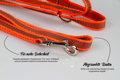 Super-Grip Strong Resistance | 3-fach verstellbare, gummierte Hundeleine aus PP | 15 mm Breite | ab 220 cm Länge | Karabinerwahl | wetterfest