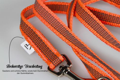 Super-Grip Strong Resistance | 3-fach verstellbare, gummierte Hundeleine aus PP | 15 mm Breite | ab 220 cm Länge | Karabinerwahl | wetterfest