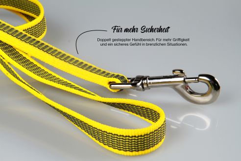 Super-Grip Strong Resistance | 3-fach verstellbare, gummierte Hundeleine aus PP | 20 mm Breite | ab 220 cm Länge | Karabinerwahl | wetterfest