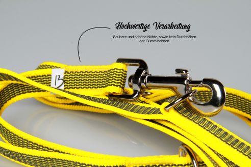 Super-Grip Strong Resistance | 3-fach verstellbare, gummierte Hundeleine aus PP | 20 mm Breite | ab 220 cm Länge | Karabinerwahl | wetterfest