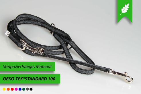 Super-Grip Strong Resistance | 3-fach verstellbare, gummierte Hundeleine aus PP | 12 mm Breite | ab 220 cm Länge | Karabinerwahl | wetterfest