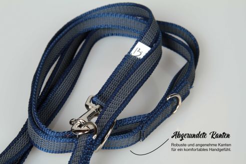 Super-Grip Strong Resistance | 4-fach verstellbare, gummierte Hundeleine aus PP | 15 mm Breite | ab 220 cm Länge | Karabinerwahl | wetterfest