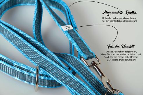 Super-Grip Strong Resistance | 4-fach verstellbare, gummierte Hundeleine aus PP | 20 mm Breite | ab 220 cm Länge | Karabinerwahl | wetterfest