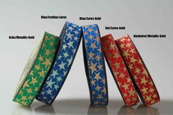 Borte | Weihnachten | 1 Meter | Sterne in Gold | Farbauswahl | Made in Germany | OEKO-TEX® STANDARD 100