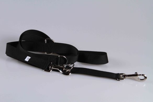 Leichte Hundeleine | Universal | Längenverstellbar | 220 cm lang | 30 mm breit | Schwarz