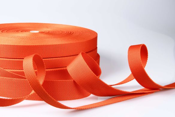 PP-Gurtband | 20 mm Breite | 50 m Rollenware | Sonderfarbe Kürbis-orange | stabil | robust | flexibel | 1,8 mm Stärke | Staffelpreise
