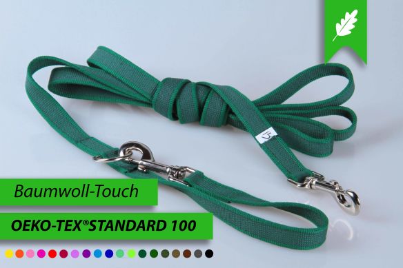 Super-Grip Cotton Soft | 2-fach verstellbare, gummierte Hundeleine aus PES | 20 mm Breite | Für Geschirr und Halsband | ab 1,70 m bis hin zu 6,20 m