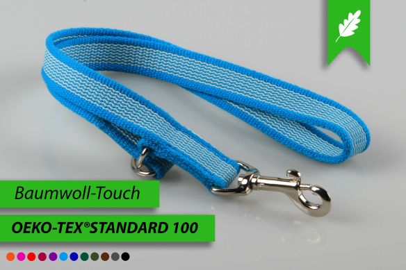 Super-Grip Cotton-Soft | weiß, gummierte Kombi-Kurzleine | Kurzführer mit 2 D-Ringen zum Leinen-kombinieren | 20 mm Breite | 50 cm - 90 cm Länge