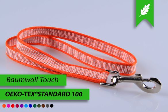 Super-Grip Cotton Soft | weiß, gummierte Kurzleine PES | softer und weicher Kurzführer | 20 mm Breite | 45 cm große Schlaufen-Länge