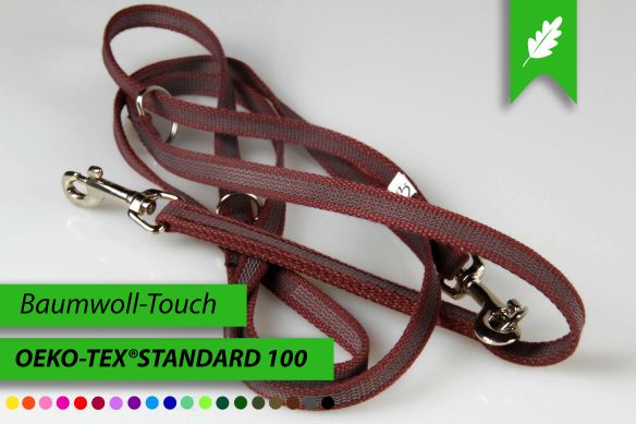 Super-Grip Cotton Soft | 3-fach verstellbare, gummierte Hundeleine aus PES | 12 mm Breite | ab 220 cm Länge