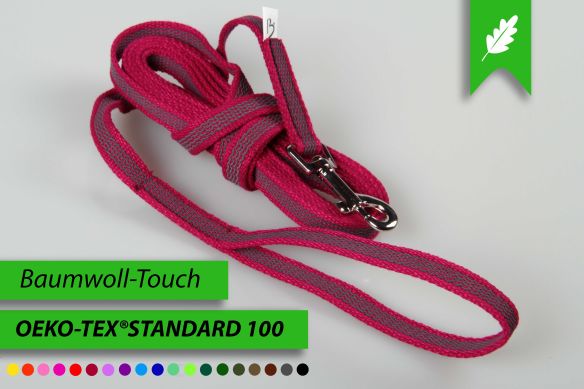 Super-Grip Cotton Soft | gummierte Hundeleine aus PES | 12 mm x 100 cm - 350 cm lang | mit Handschlaufe | verschiedene Karabiner