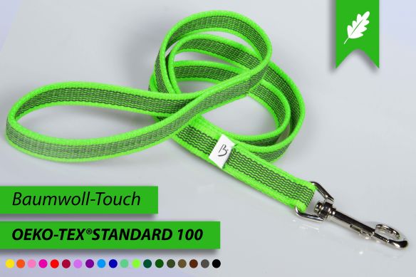 Super-Grip Cotton Soft | gummierte Hundeleine aus PES | Schleppleine | 20 mm x 4 m - 15 m lang | mit Handschlaufe | verschieden Karabiner