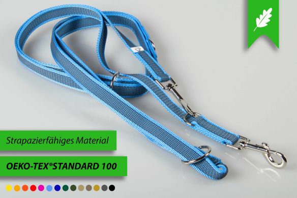 Super-Grip Strong Resistance | 4-fach verstellbare, gummierte Hundeleine aus PP | 20 mm Breite | ab 220 cm Länge | Karabinerwahl | wetterfest