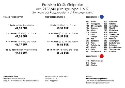 PP-Gurtband | 40 mm Breite | 50 m Rollenware | Limited Edition | stabil | robust | flexibel | 1,8 mm Stärke | Staffelpreise
