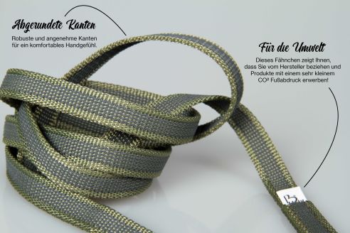 Super-Grip Strong Resistance | gummierte Cityleine aus PP | 15 mm Breite | 100 cm - 350 cm lang | ohne Handschlaufe | Karabinerwahl | wetterfest