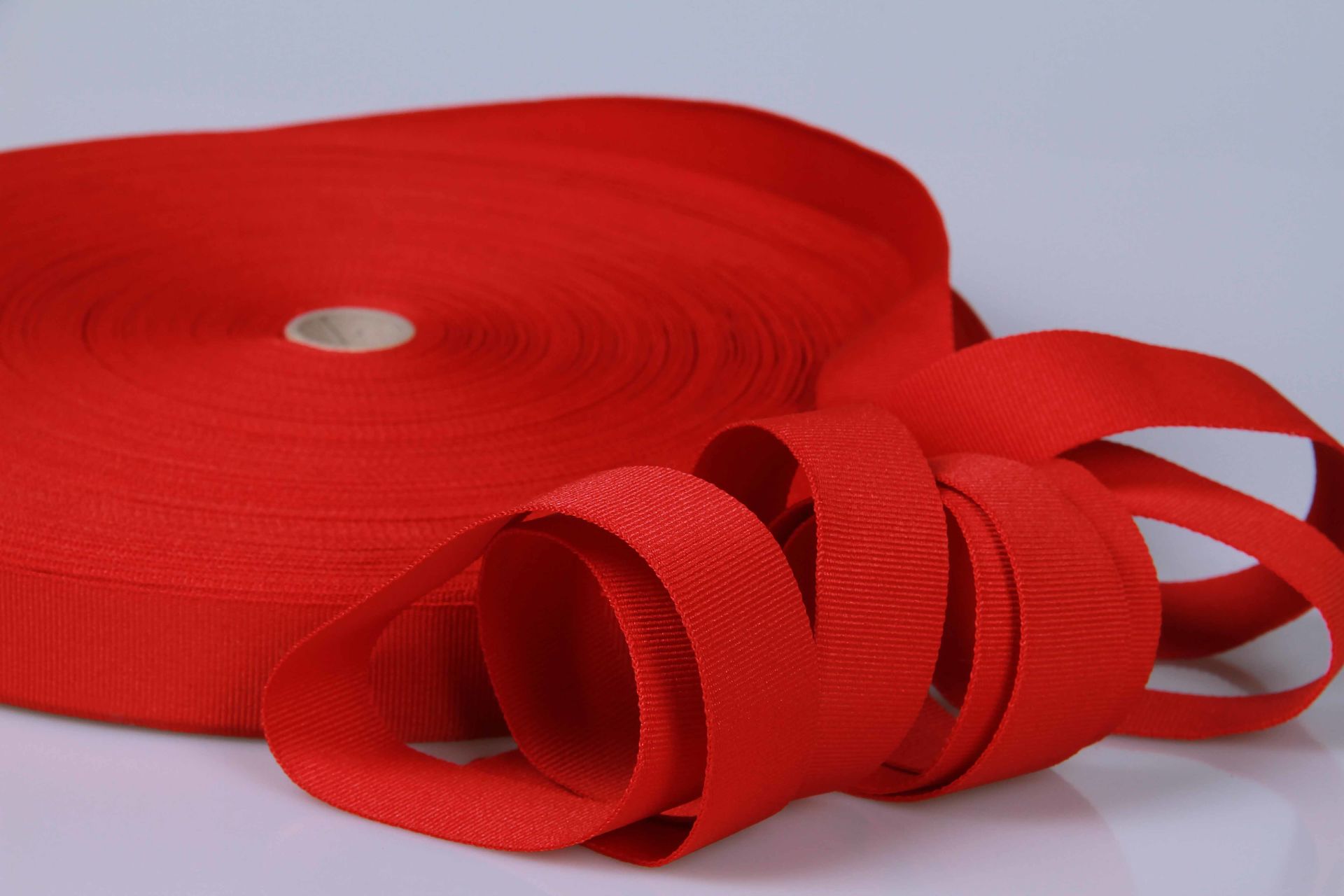 PES-Ripsband | 20 mm breit | 50 mtr. Rolle | rot | soft/weich