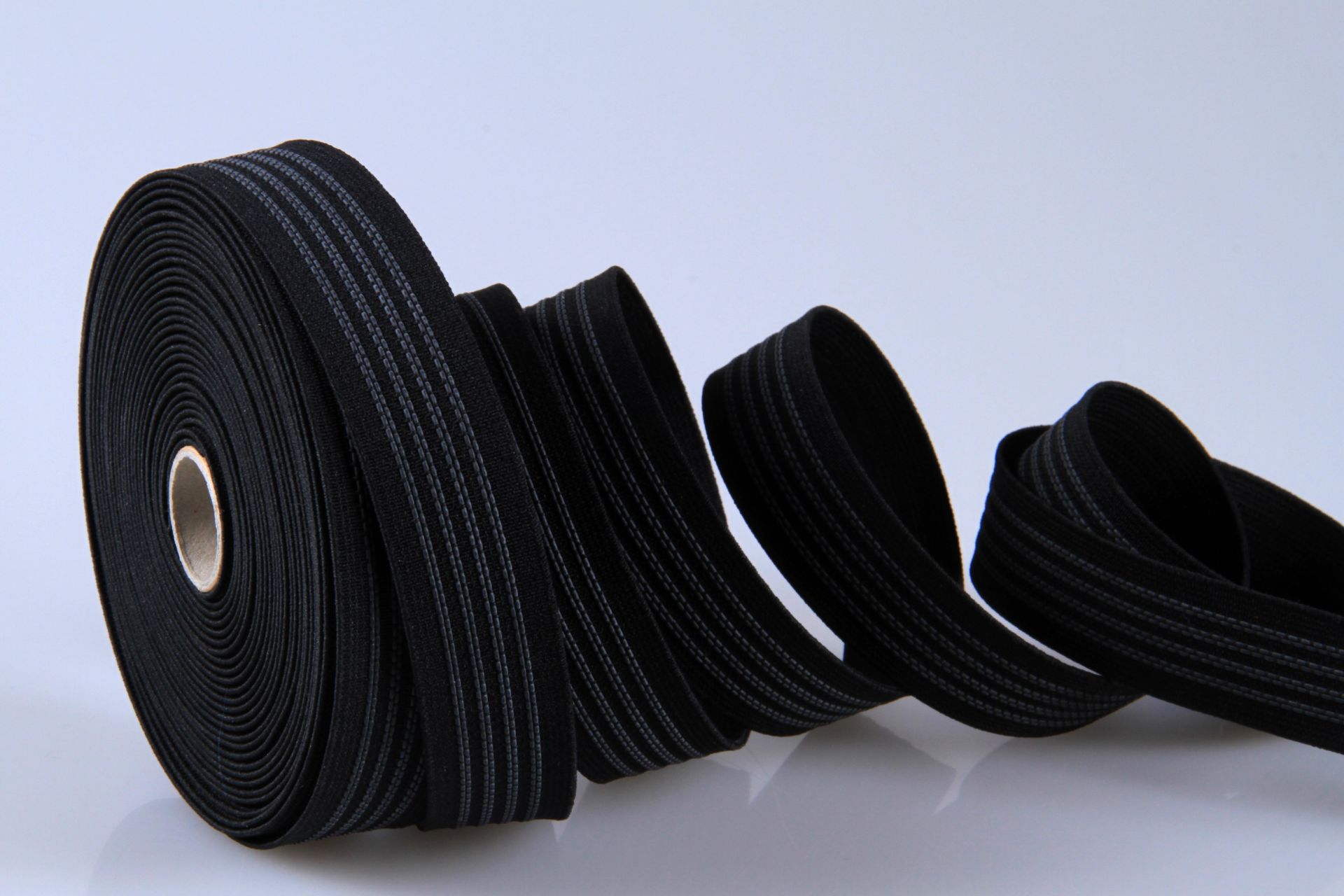 Elastisches Hosenband mit Gummiauflage | 25 mm breites Hosenband | schwarz | 50 m Rollenware | Hemdband Anti-Rutsch | ca. 1 mm Stärke