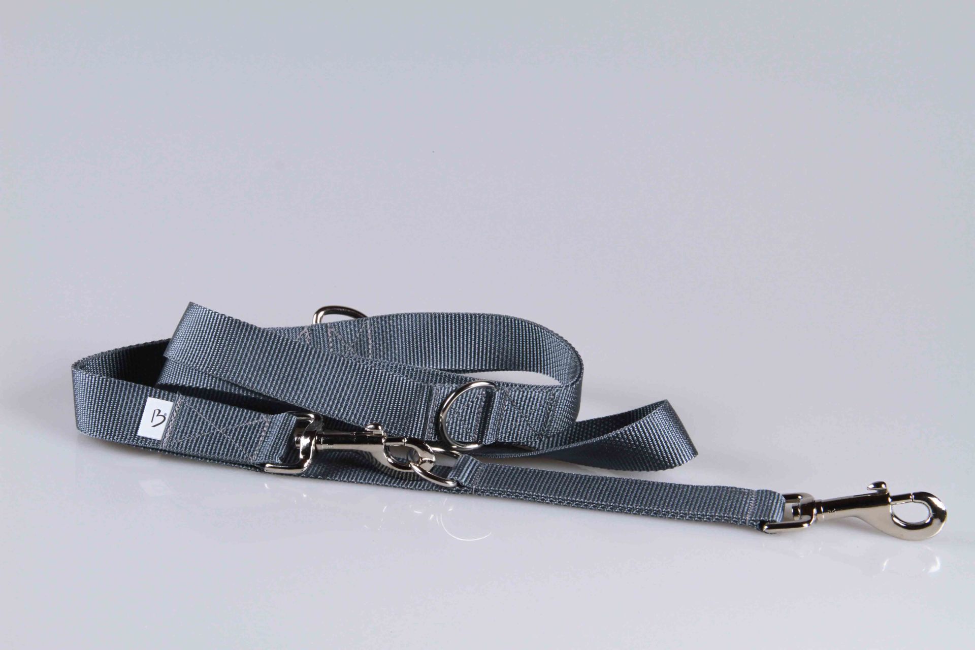 Leichte Hundeleine | Universal | Längenverstellbar | 220 cm lang | 30 mm breit | Grau