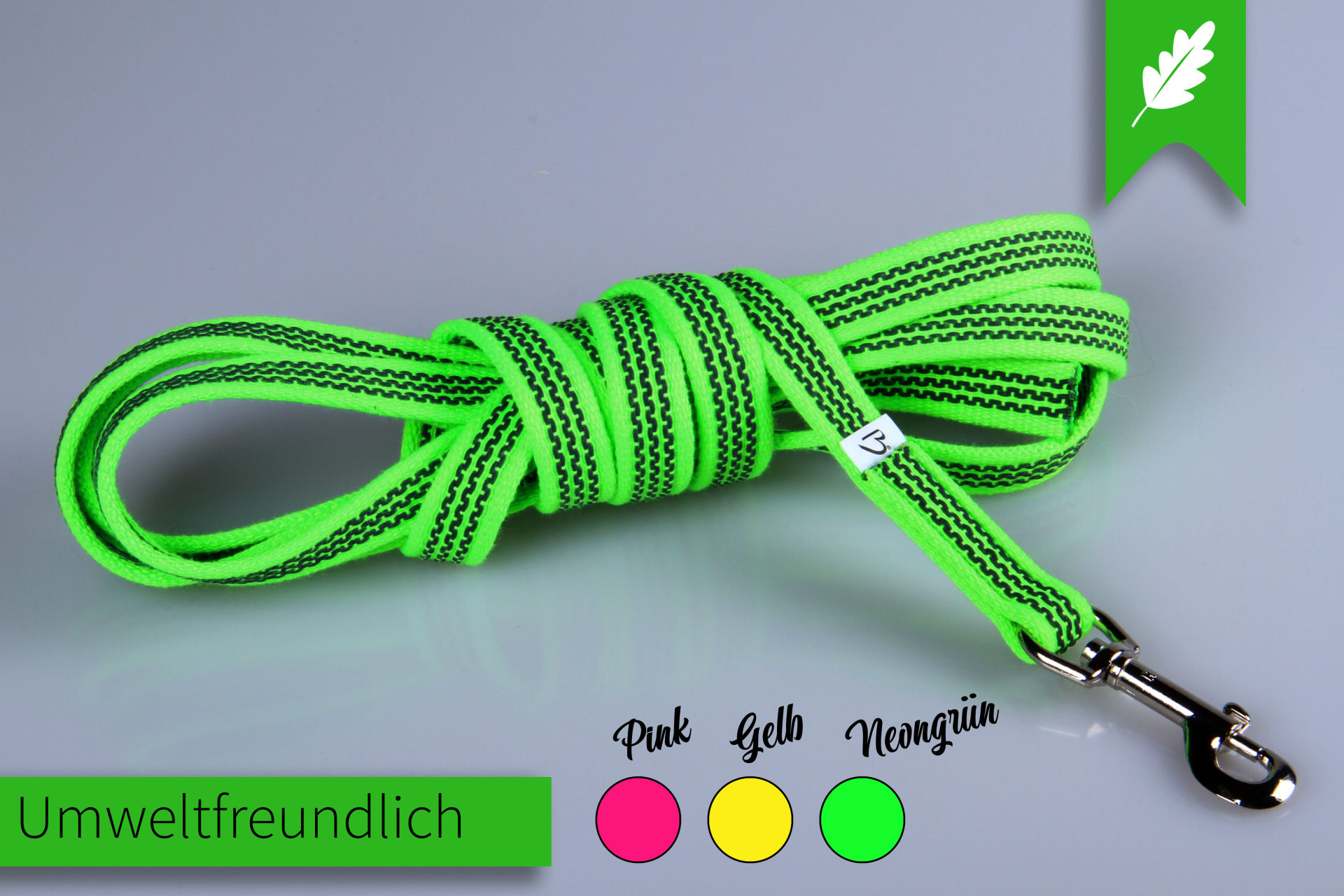 Super-Grip Schleppleine | Hunde-Sportleine aus PES | 20 mm Breite | 3 m Länge | Ohne Handschlaufe | Farbwahl