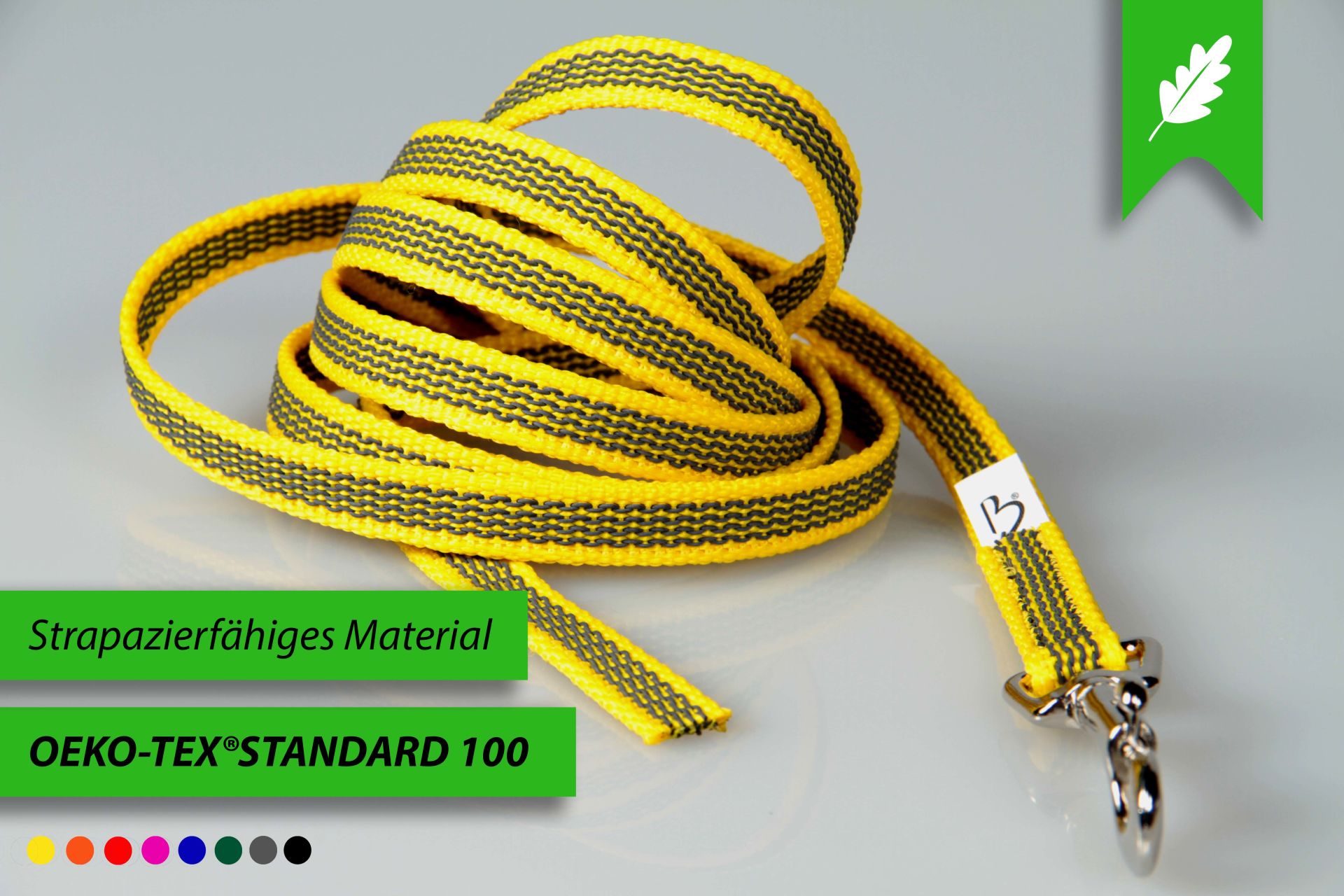 Super-Grip Strong Resistance | gummierte Schleppleine aus PP | 12 mm Breite | 4 m - 10 m lang | ohne Handschlaufe | Karabinerwahl | wetterfest Super-Grip Strong Resistance | gummierte Schleppleine aus PP | 12 mm Breite | 4 m - 10 m lang | ohne Handschlaufe | Karabinerwahl | wetterfest