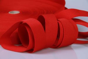 PES-Ripsband | 25 mm breit | 50 mtr. Rolle | rot | soft/weich