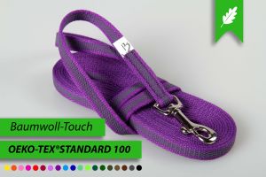 Super-Grip Cotton Soft | gummierte Hundeleine aus PES | 12 mm x 100 cm - 350 cm lang | ohne Handschlaufe | verschiedene Karabiner