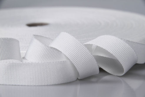 PES-Ripsband | 15 mm breit | 100 mtr. Rolle | rohweiß | soft/weich PES-Ripsband | 15 mm breit | 100 mtr. Rolle | rohweiß | soft/weich