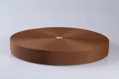 PP-Gurtband  -  Hohe Reißfestigkeit - 1.200 daN/kg  -  Breite 50 mm  -  Stärke 2,1 mm  -  50 mtr. Rolle  -  braun