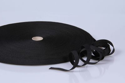 PES-Ripsband  -  15 mm breit  -  50 mtr. Rolle  -  schwarz  -  soft/weich