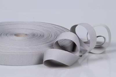 PES-Ripsband  -  20 mm breit  -  50 mtr. Rolle  -  grau  -  soft/weich