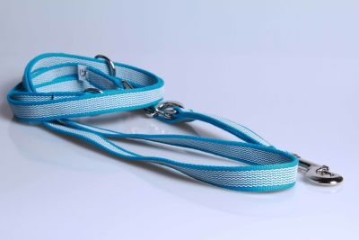 Super-Grip Cotton Soft | 3-fach verstellbare, weiß gummierte Hundeleine | 20 mm Breite | ab 220 cm Länge