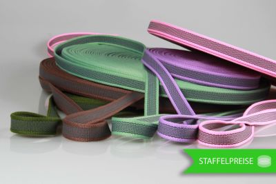 PES Anti-Rutsch | 50 mtr. Rolle | 20 mm breit | NEUE FARBEN | Baumwoll-Touch | Farbauswahl | beidseitige schwarze Gummierung | Hundesport und Pferdesport