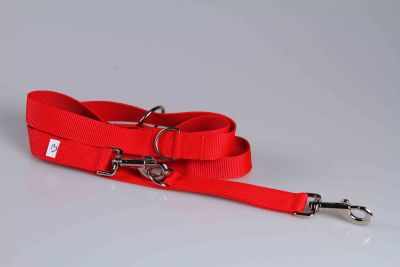 Leichte Hundeleine | Universal | Längenverstellbar | 220 cm lang | 30 mm breit | Rot