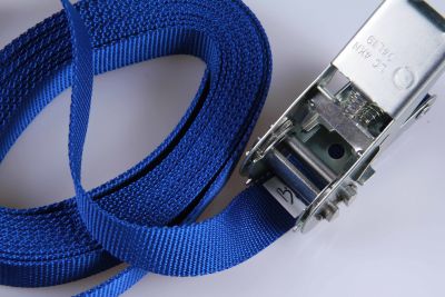 PP-Ratschengurte  -  2-er SET  -  Transportsicherung  -  25 mm breit x 3 m lang  -  Blau  -  Silberfarbene oder schwarze Ratsche