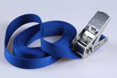 PP-Ratschengurte  -  2-er SET  -  Transportsicherung  -  25 mm breit x 6 m lang  -  Blau  -  Silberfarbene oder schwarze Ratsche