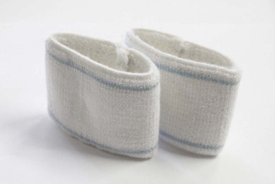 2 Schweissbänder fürs Handgelenk  -  Elastisches Baumwoll - Frotteeband  -  55 mm  -  bleu