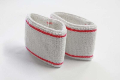 2 Schweissbänder fürs Handgelenk  -  Elastisches Baumwoll - Frotteeband  -  55 mm  -  rosa