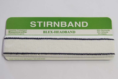 Stirnband  -  Elastisches Baumwoll - Frotteeband  -  40 mm  -  marine