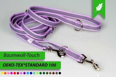 Super-Grip Cotton Soft | 4-fach verstellbare, gummierte Hundeleine aus PES | 15 mm Breite | ab 220 cm Länge