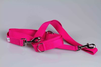 Hundeleine  -  Universal  -  Längenverstellbar  -  220 cm lang  -  30 mm breit  -  Pink