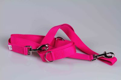 Leichte Hundeleine | Universal | Längenverstellbar | 220 cm lang | 30 mm breit | Pink