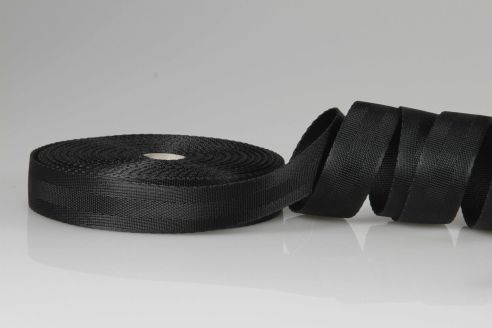 Sicherheitsgurt aus PES | 20 mm Breite | 50 m Rollenware | Hochfest und Reißfest | Schwarz Sicherheitsgurt aus PES | 20 mm Breite | 50 m Rollenware | Hochfest und Reißfest | Schwarz